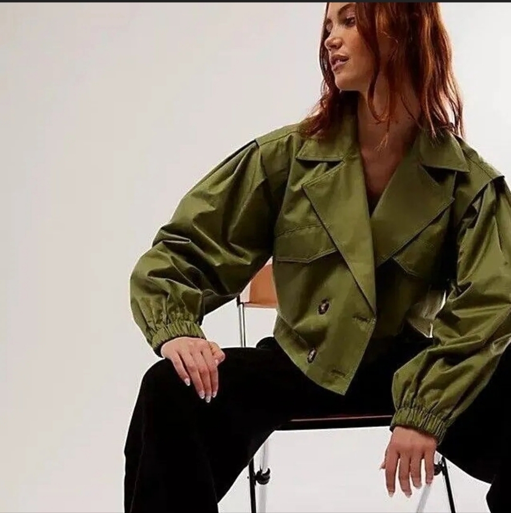 NWOT / Free People / Looking Glass Cropped Trench / Oversized XS / $168